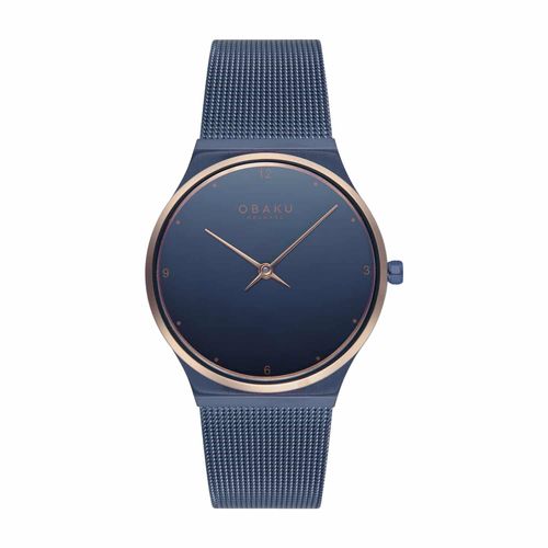 שעון OBAKU דגם V319GXSLML לאישה לוח כחול רצועת פלדת אל חלד בצבע כחול