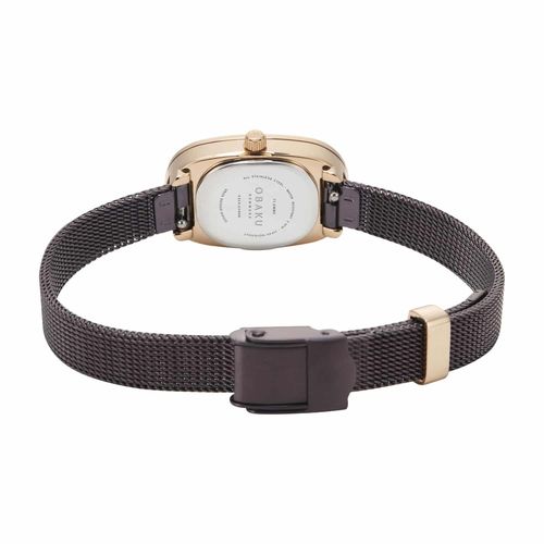 שעון OBAKU דגם V321LXVNMN לאישה לוח חום רצועת פלדת אל חלד בצבע חום – תמונה 3