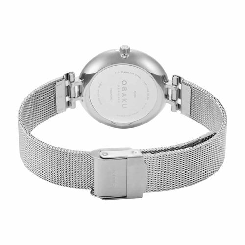 שעון OBAKU דגם V322LXCIMC לאישה לוח כסף רצועת פלדת אל חלד בצבע כסף – תמונה 3