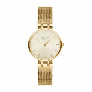 שעון אובקו Obaku לאישה Panel Gold דגם V322LXGGMG