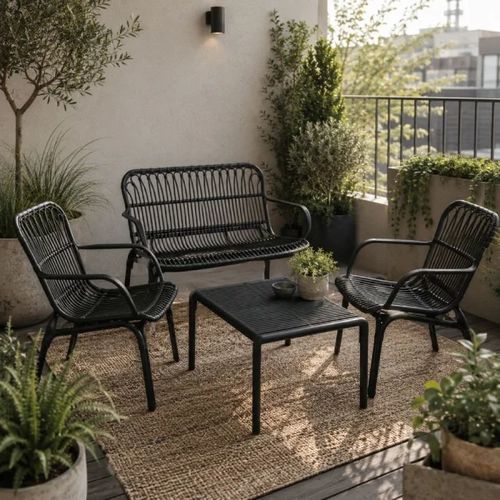 מערכת ישיבה פלסטיק יציקה דגם קוראל שחור