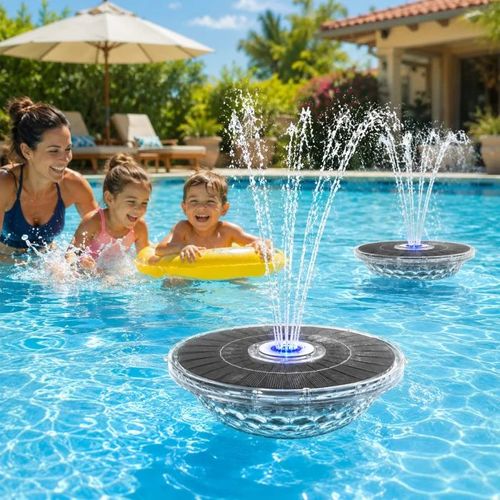 מזרקת בריכה סולארית עם תאורת מופע אורות – דגם אוריון