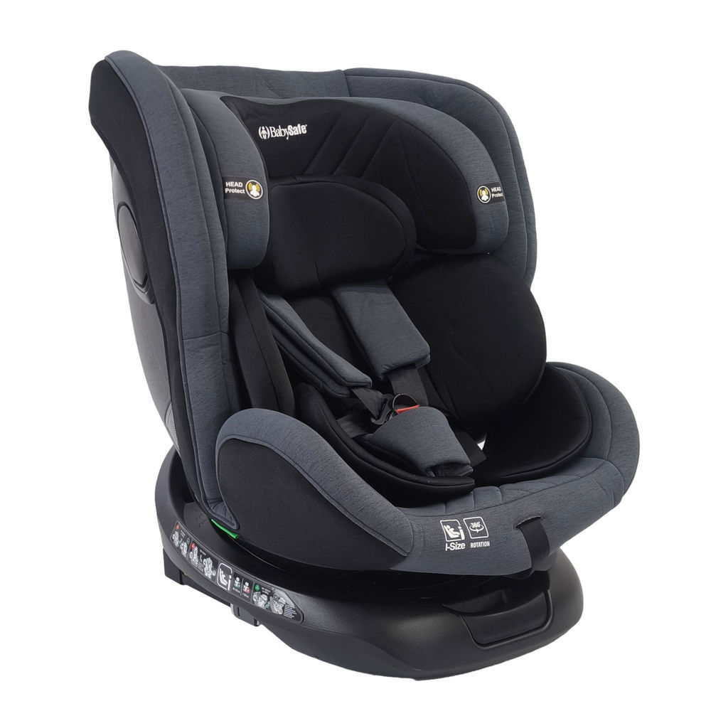 כיסא בטיחות בתקן EverRide I-SIZE מסתובב 360º מבית BabySafe צבע אפור
