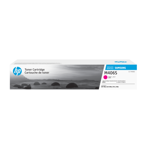 קופסת טונר מגנטה מקורי M406S (CLT-M406S) של סמסונג/HP למדפסות CLX-3305FW - מבט חזית