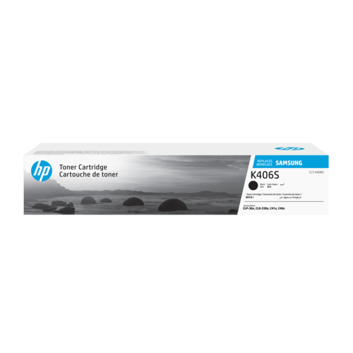 קופסת טונר שחור מקורי K406S (CLT-K406S) של סמסונג/HP למדפסות CLX-3305FW - מבט חזית