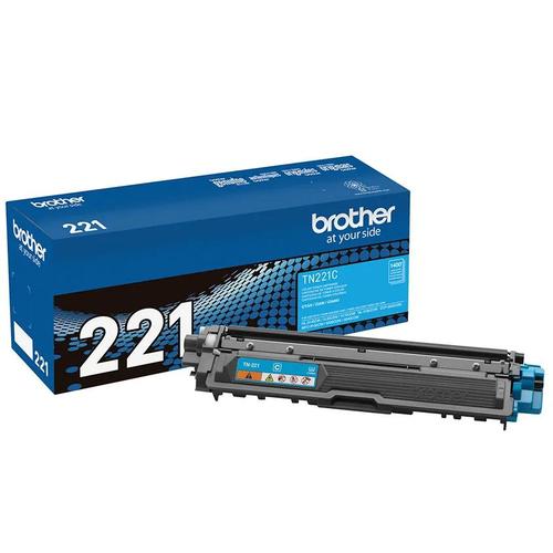 טונר כחול (ציאן) מקורי Brother TN-221C – אריזה וקרטריג' לצידה