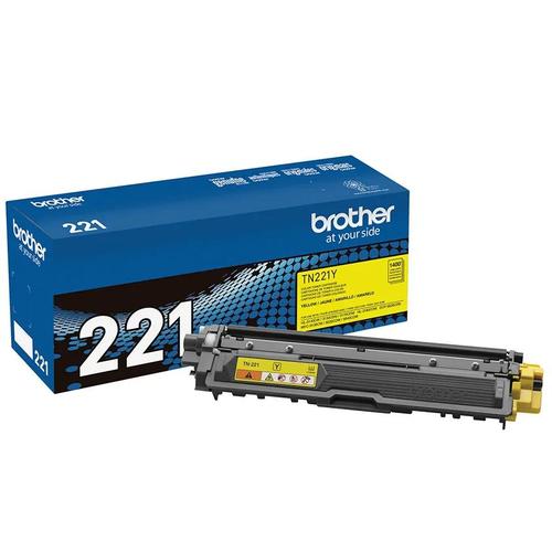 טונר צהוב מקורי Brother TN-221Y – אריזה וקרטריג' לצידה