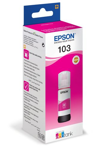 בקבוק דיו אדום Epson 103 EcoTank Magenta - אריזה בזווית