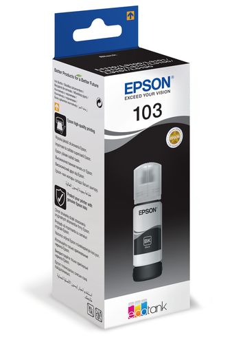 בקבוק דיו שחור Epson 103 EcoTank Black - אריזה בזווית