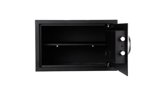 כספת ביומטרית ExecutiveSafe CS-6B – דלת פתוחה, פנים הכספת עם מדף