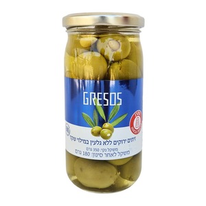 גרסוס זיתים ירוקים יווניים ללא גלעין במילוי שקד 350 גרם