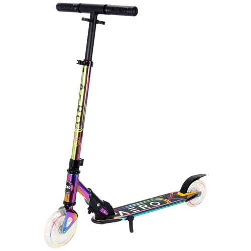 קורקינט 2 גלגלים מתקפל עם אורות בצבע כרום AERO CHROME
