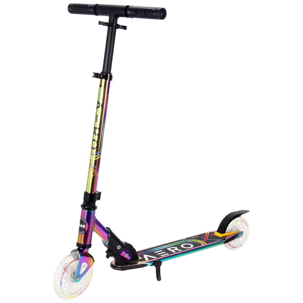 קורקינט 2 גלגלים מתקפל עם אורות בצבע כרום AERO CHROME