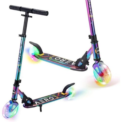 קורקינט 2 גלגלים מתקפל עם אורות בצבע כרום AERO CHROME