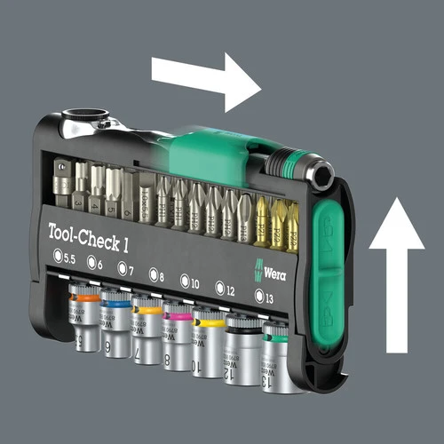 סט בוקסות וביטים 1/4 38 חלקים Tool-Check WERA