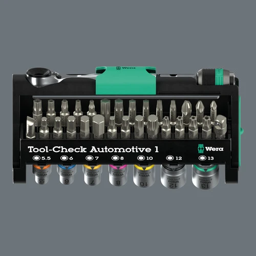 סט בוקסות וביטים 1/4 38 חלקים לרכב Tool-Check WERA