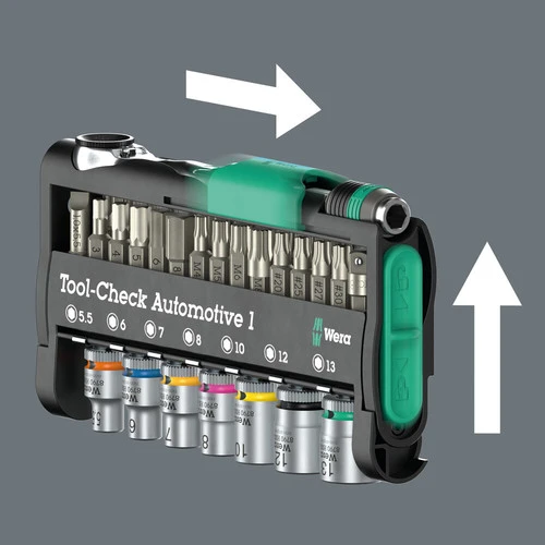 סט בוקסות וביטים 1/4 38 חלקים לרכב Tool-Check WERA