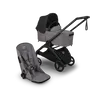 עגלת תינוק דרגונפליי פלוס + Bugaboo Dragonfly Plus - שלד שחור | בד אפור מלאנג | גגון שחור מידנייט