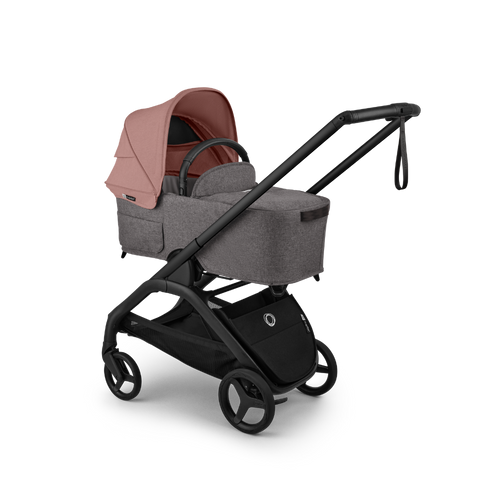 עגלת תינוק דרגונפליי פלוס + Bugaboo Dragonfly Plus - שלד שחור | בד אפור מלאנג | גגון ורוד דאסטי