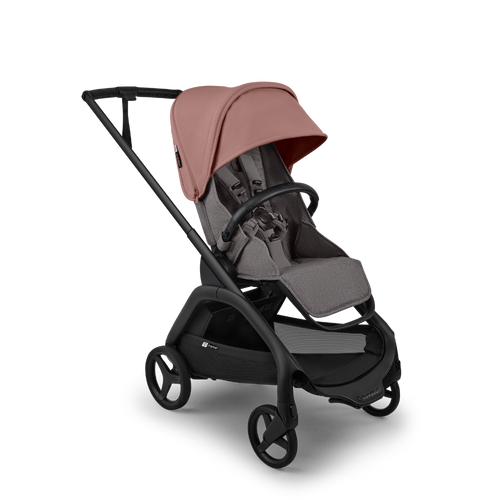 עגלת תינוק דרגונפליי פלוס + Bugaboo Dragonfly Plus - שלד שחור | בד אפור מלאנג | גגון ורוד דאסטי