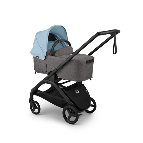 עגלת תינוק דרגונפליי פלוס + Bugaboo Dragonfly Plus - שלד שחור | בד אפור מלאנג | גגון תכלת סקייליין