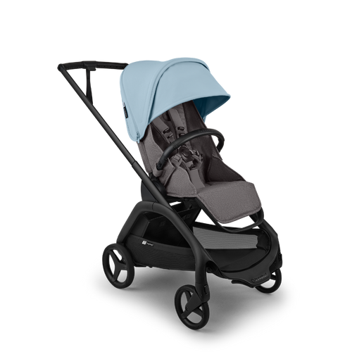 עגלת תינוק דרגונפליי פלוס + Bugaboo Dragonfly Plus - שלד שחור | בד אפור מלאנג | גגון תכלת סקייליין
