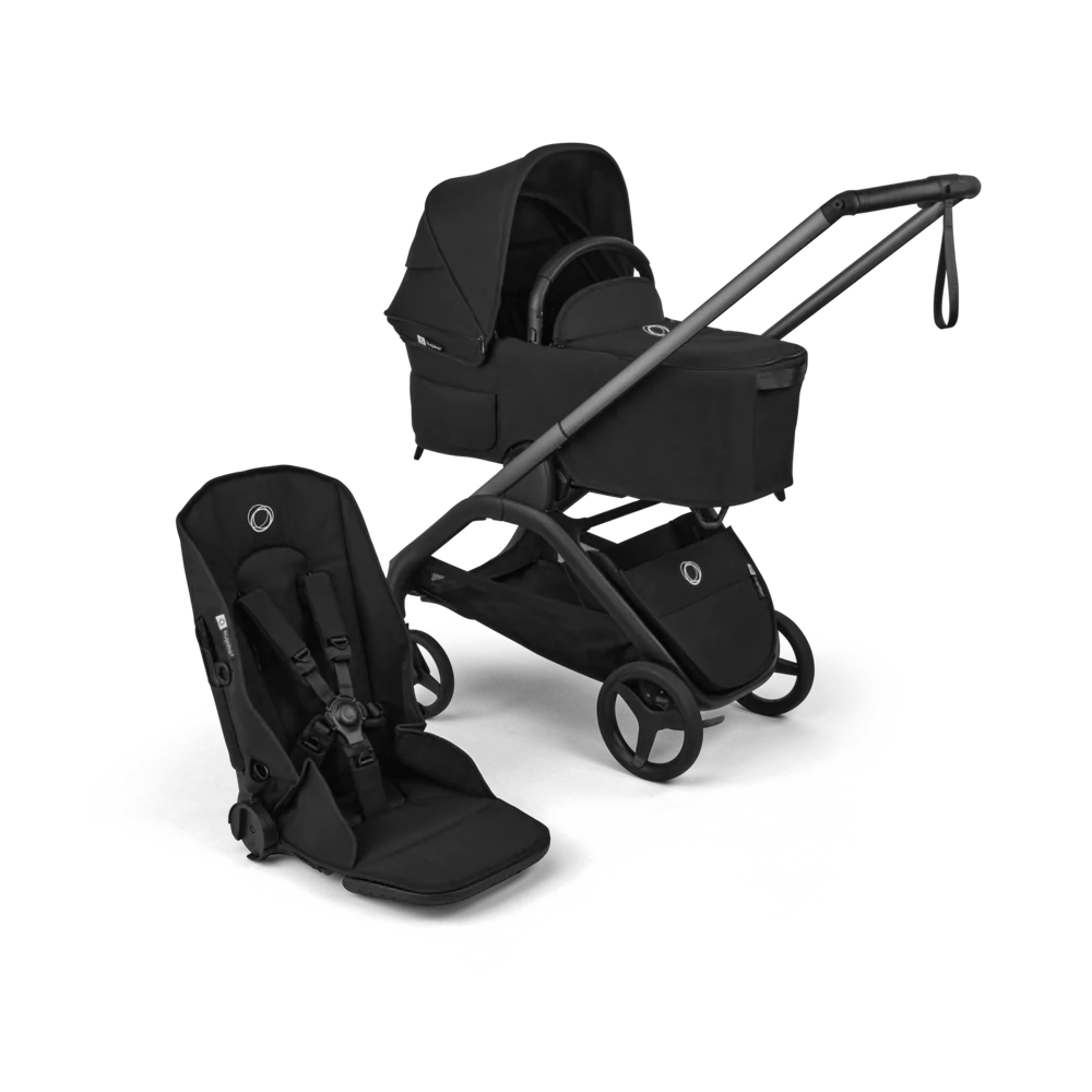 עגלת תינוק דרגונפליי פלוס + Bugaboo Dragonfly Plus - שלד גרפיט | בד שחור | גגון שחור מידנייט