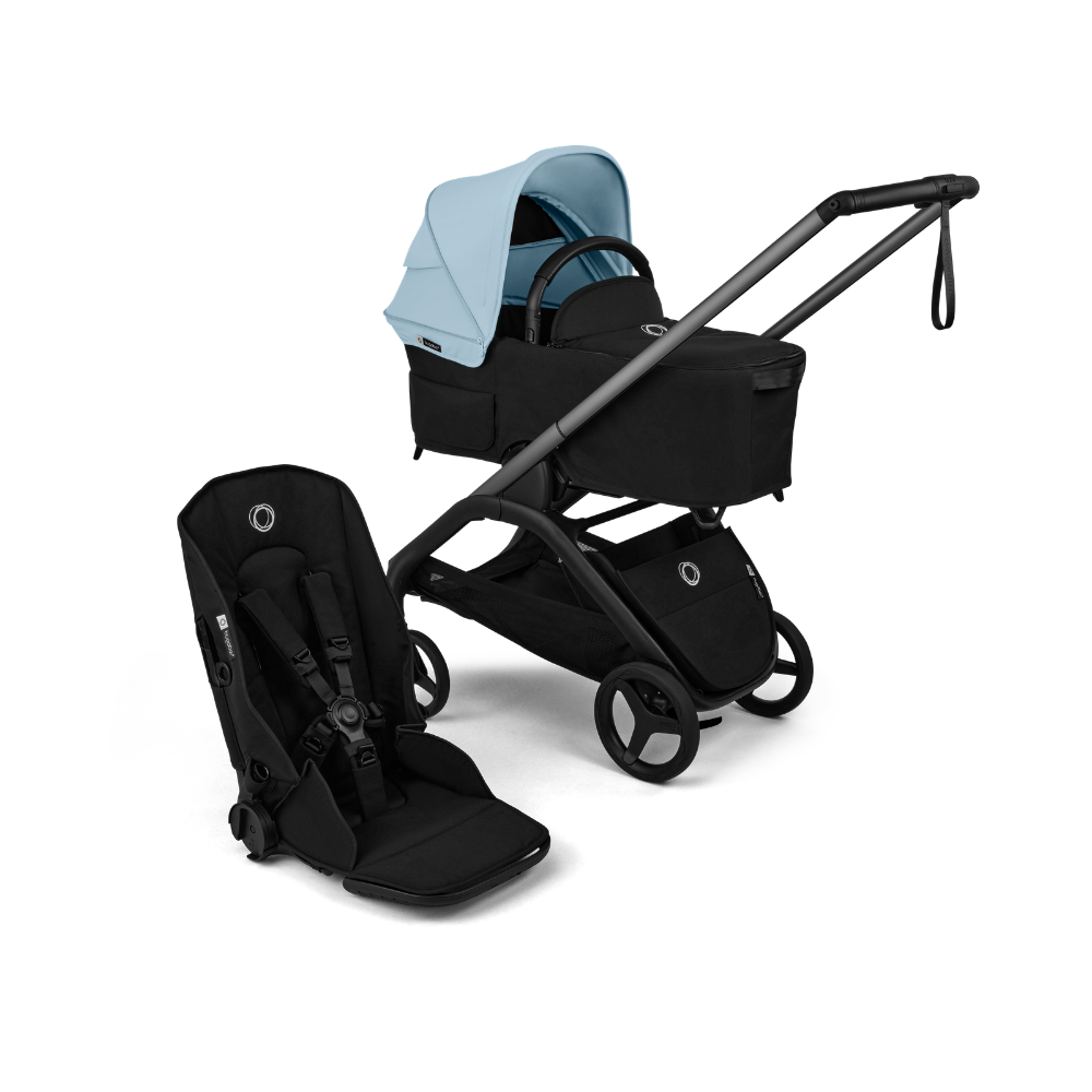 עגלת תינוק דרגונפליי פלוס + Bugaboo Dragonfly Plus - שלד גרפיט | בד שחור | גגון תכלת סקייליין