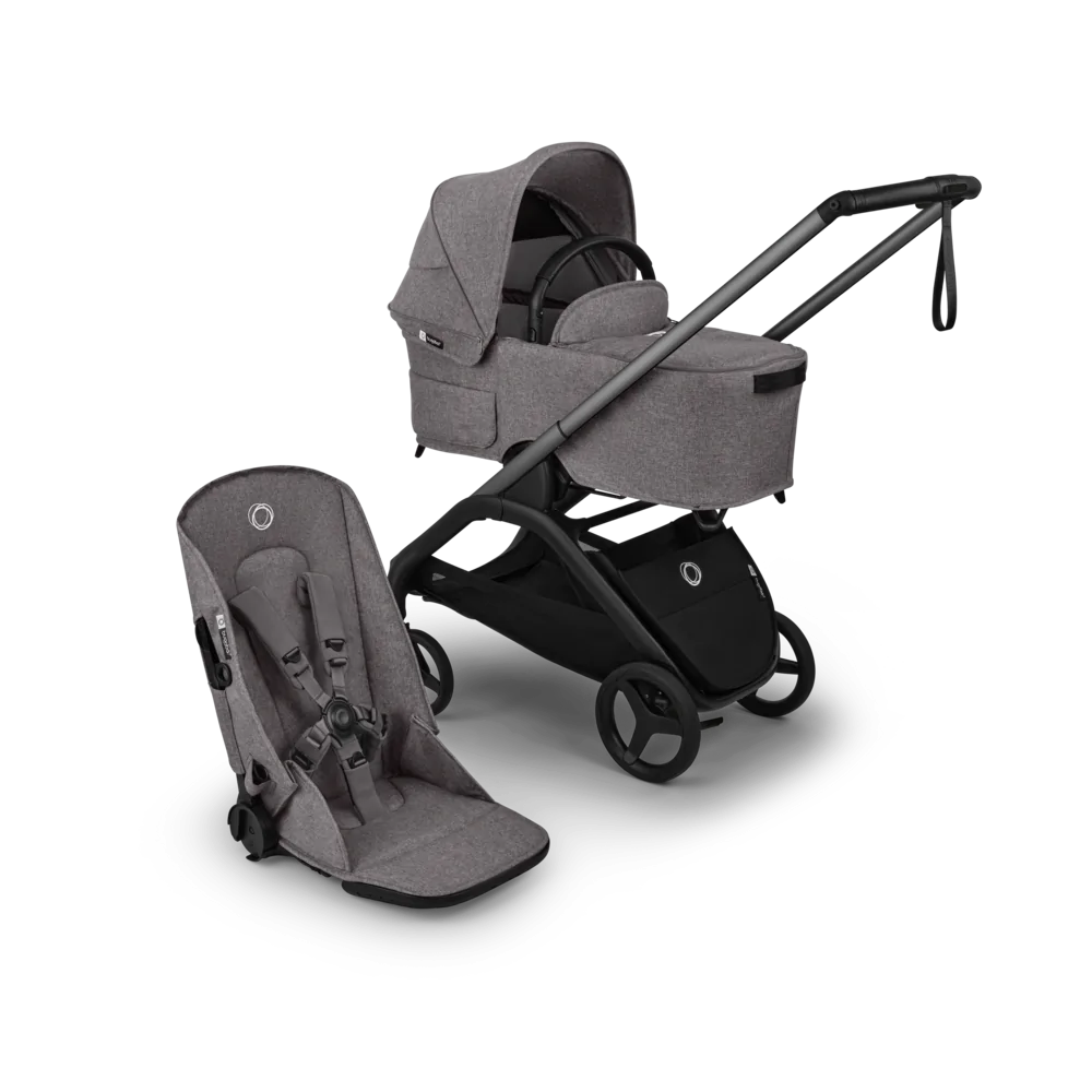 עגלת תינוק דרגונפליי פלוס + Bugaboo Dragonfly Plus - שלד גרפיט | בד אפור מלאנג | גגון אפור מלאנג