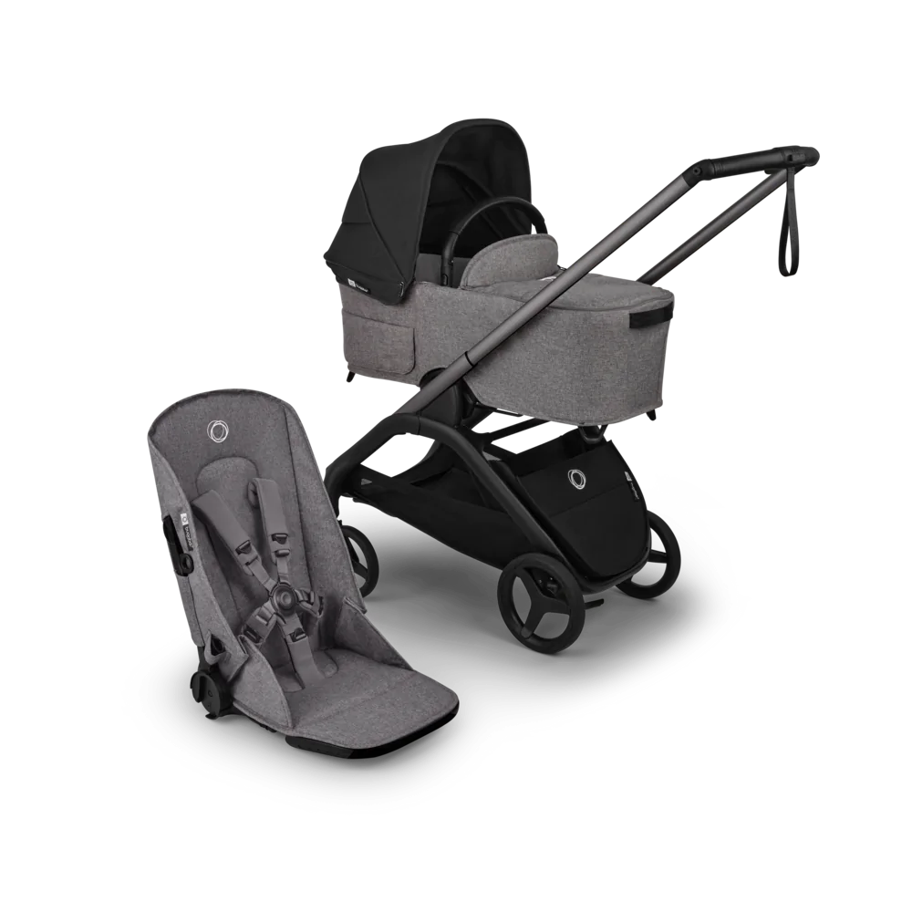 עגלת תינוק דרגונפליי פלוס + Bugaboo Dragonfly Plus - שלד גרפיט | בד אפור מלאנג | גגון שחור מידנייט