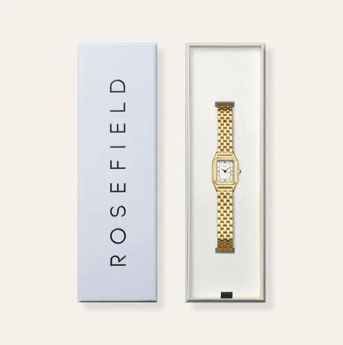 שעון ROSEFIELD רוזפילד לאישה דגם OCWGSG-OC01 לוח לבן מאט עם מסגרת כפולה זהב תמונה 5