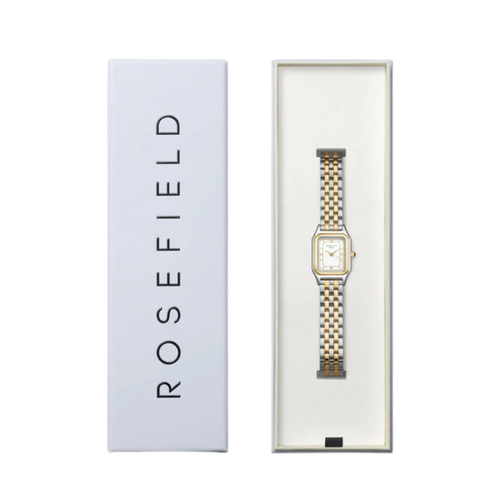 שעון ROSEFIELD רוזפילד לאישה דגם OCWDSD-OC03 לוח לבן מאט עם מסגרת כפולה זהב תמונה 5