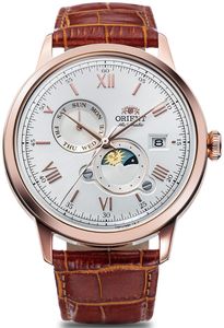 שעון ORIENT אוריינט Bambino Version 9 Sun & Moon דגם RA-AK0801S30B