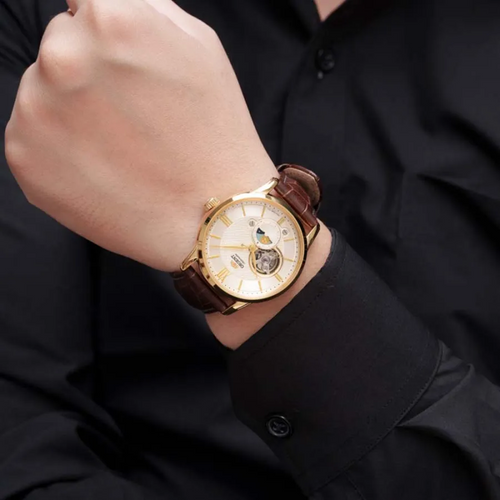 שעון ORIENT אוריינט RA-AS0010S30B מסדרת Sun & Moon Open Heart תמונה 2