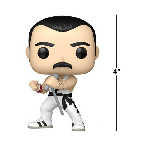 בובת פופ קווין פרדי מרקורי עם מיקרופון - Funko Pop Rocks Queen Freddie Mercury White Singlet