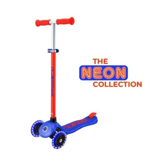 קורקינט עם גלגלים מאירים צבע כחול Globber Primo Plus Lights Neon