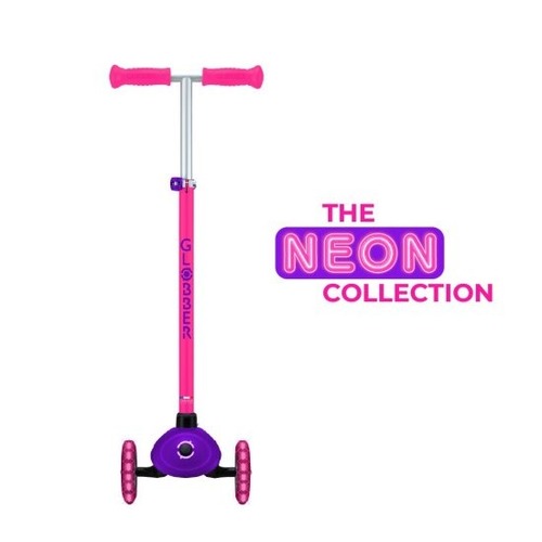 קורקינט עם גלגלים מאירים צבע ורוד Globber Primo Plus Lights Neon