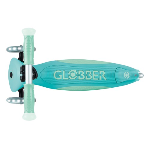 קורקינט זוהר בחושך עם אורות צבע ורוד קורל Globber Elite Glow Lights