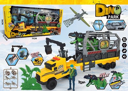 Dino Park משאית חילוץ והובלת דינוזאורים ענקית אורות וצלילים