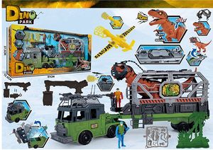 Dino Park משאית חילוץ והובלת דינוזאורים ענקית (80 ס"מ) עם זרוע הרמה אורות וצלילים