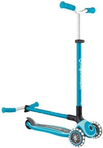 קורקינט 3 גלגלים עם אורות צבע אקווה Globber Master Lights