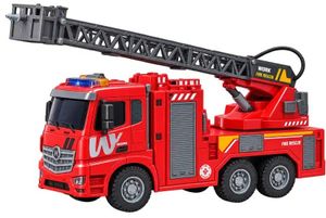 כבאית ענקית קנה מידה 1:10 עם סולם נפתח, משאבת מים אמיתית אורות וצלילים