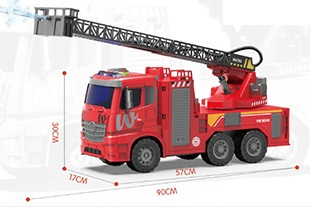 כבאית ענקית קנה מידה 1:10 עם סולם נפתח, משאבת מים אמיתית אורות וצלילים