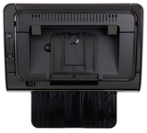 מדפסת לייזר HP LaserJet Pro P1102w - מבט מלמעלה, פנל בקרה ומגש פלט