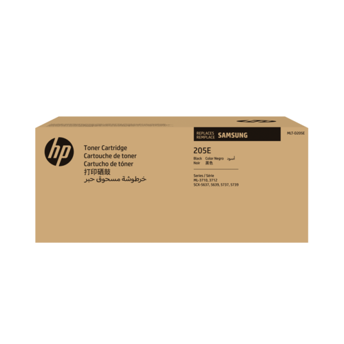 קופסת טונר שחור MLT-D205E (אריזת HP, מחליף סמסונג) למדפסות Samsung ML-3710 ו-SCX-5637 — חזית