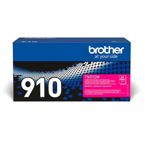אריזת מחסנית טונר מקורית Brother TN910M מג'נטה - מבט קדמי על הקופסה