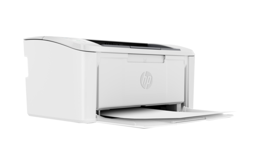 מדפסת לייזר אלחוטית HP LaserJet M110w - מבט מימין בזווית, מגש הנייר פתוח