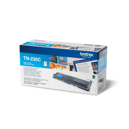 טונר ציאן מקורי Brother TN-230C - אריזה סגורה, מבט צדדי