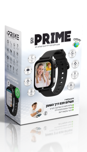 שעון טלפון חכם לילדים דגם PRIME עם תשלום NFC - שחור