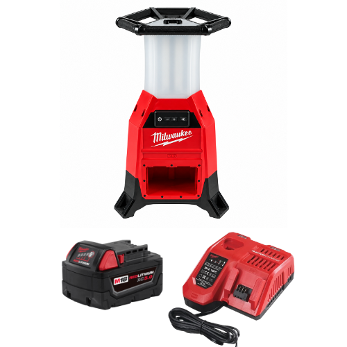 סט תאורת אתר מילווקי נטענת Milwaukee M18 RADIUS 2151-20 כולל סוללת 5Ah ומטע